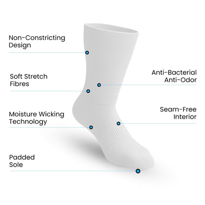 3-Pack Padded Extra-Stretch Crew Socks - White